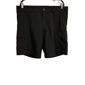 Irvine Park Shorts Mens Size 38 Black Polyester Blend Casual Cargo Flat Front